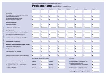 Tafel "Preisaushang"