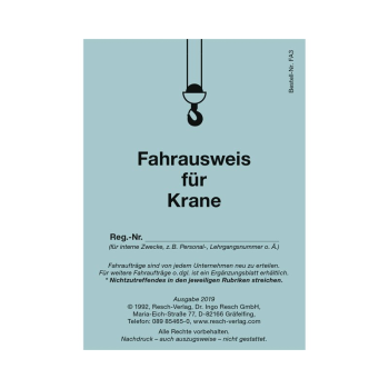 Fahrausweis für Krane
