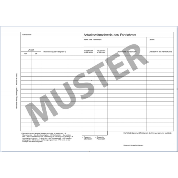 Arbeitszeitnachweis (ehemals Tagesnachweise), DIN A5 quer - 50 Stck.