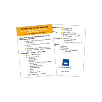 Karte "Fahrtechnische Vorbereitung", Klasse A, A1, A2, B, AM"