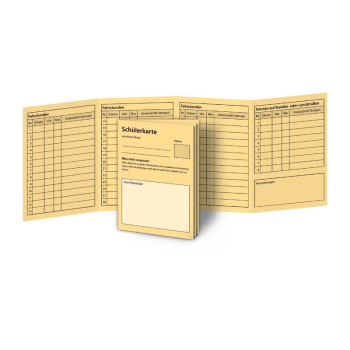 Schülerkarte für Fahrschulen – Übungsfahrten und Theorienachweis, 4-seitig gefalzt