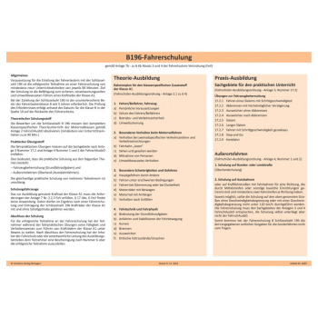 Tafel "Fahrerschulung B196"