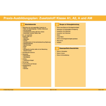 Praxis-Ausbildungsplan "Zusatzstoff Klasse A1, A2, A und AM"