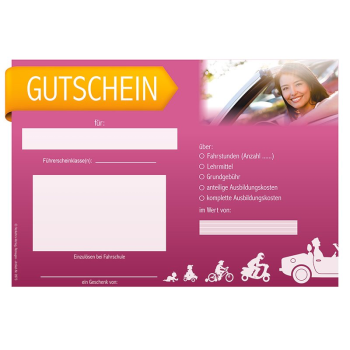 Geschenkgutscheine mit Kuvert - magenta