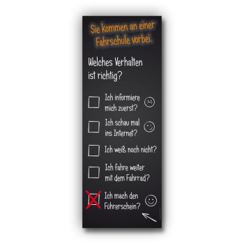 Banner-Display "Sie kommen an einer Fahrschule vorbei"
