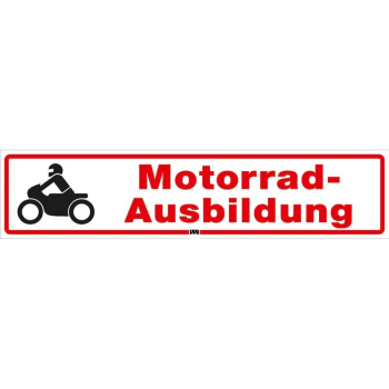 Magnetschild 35 x 8 cm "MOTORRAD-AUSBILDUNG" mit Kradsymbol - reflektierend