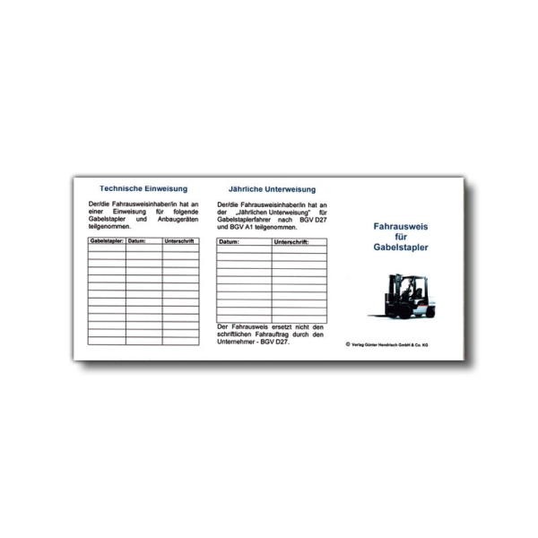 Fahrausweis für Gabelstapler