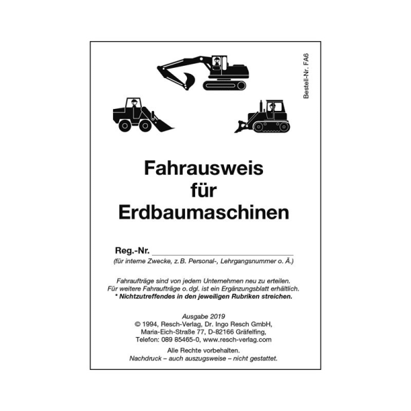 Fahrausweis für Erdbaumaschinen