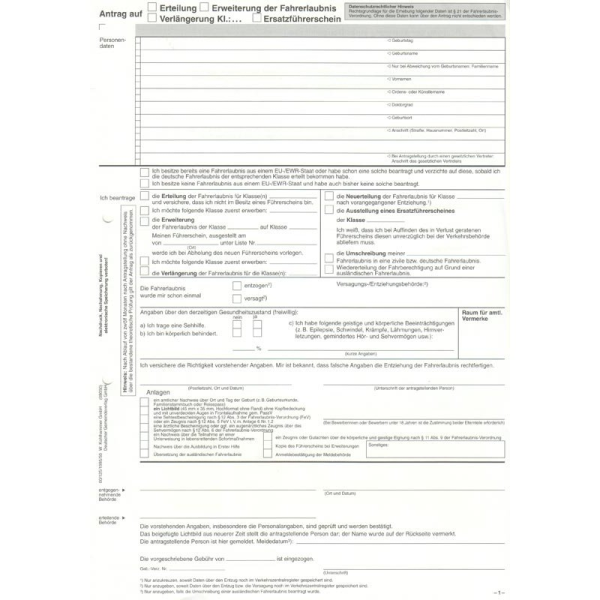 Bundeseinheitlicher Führerschein-Antrag